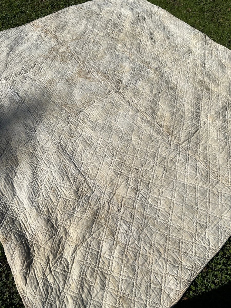 Boutis En Toile de Jouy Imprimée XIXe Siècle Motif "Le Solitaire" Couleur Café -photo-5