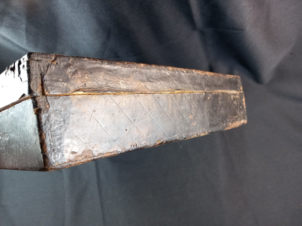 Grand Coffret à Courrier en Cuir Décor aux Fers Papier Marbré Intérieur-photo-4