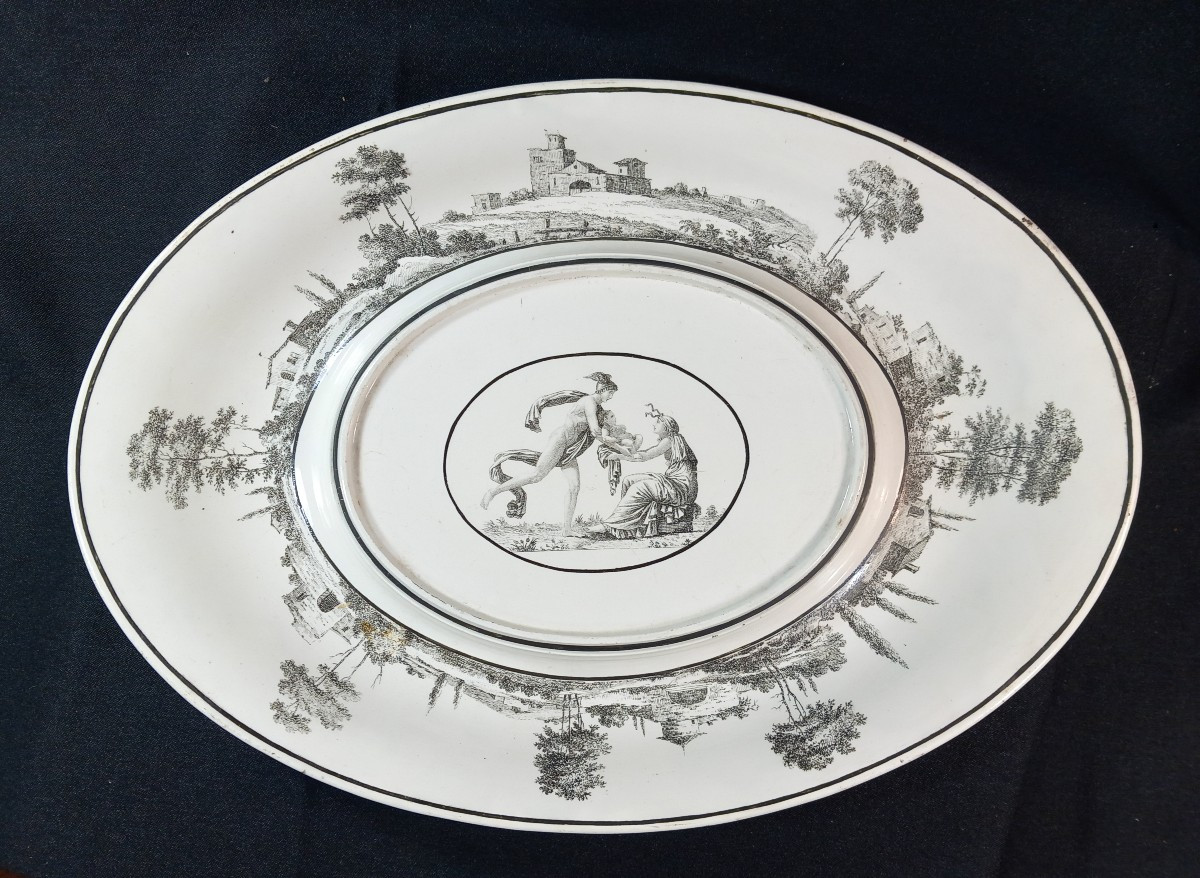 Giant Soup Tureen And Display Stand Creil Earthenware Stone Coquerel Legros Empire Mercure Bacchus Ino-photo-4