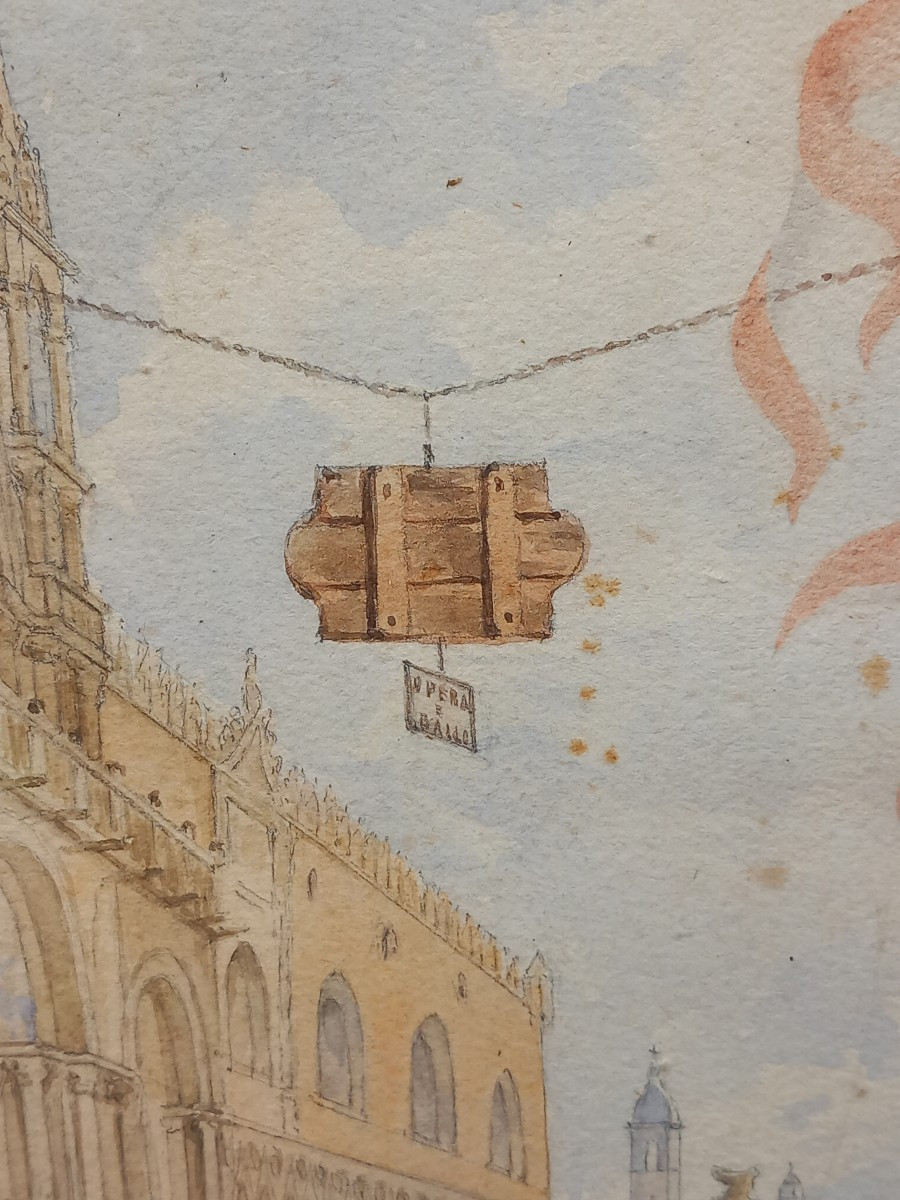 Vue de la Place  Saint Marc à Venise en Italie Souvenir Grand Tour XIXe Siècle -photo-3