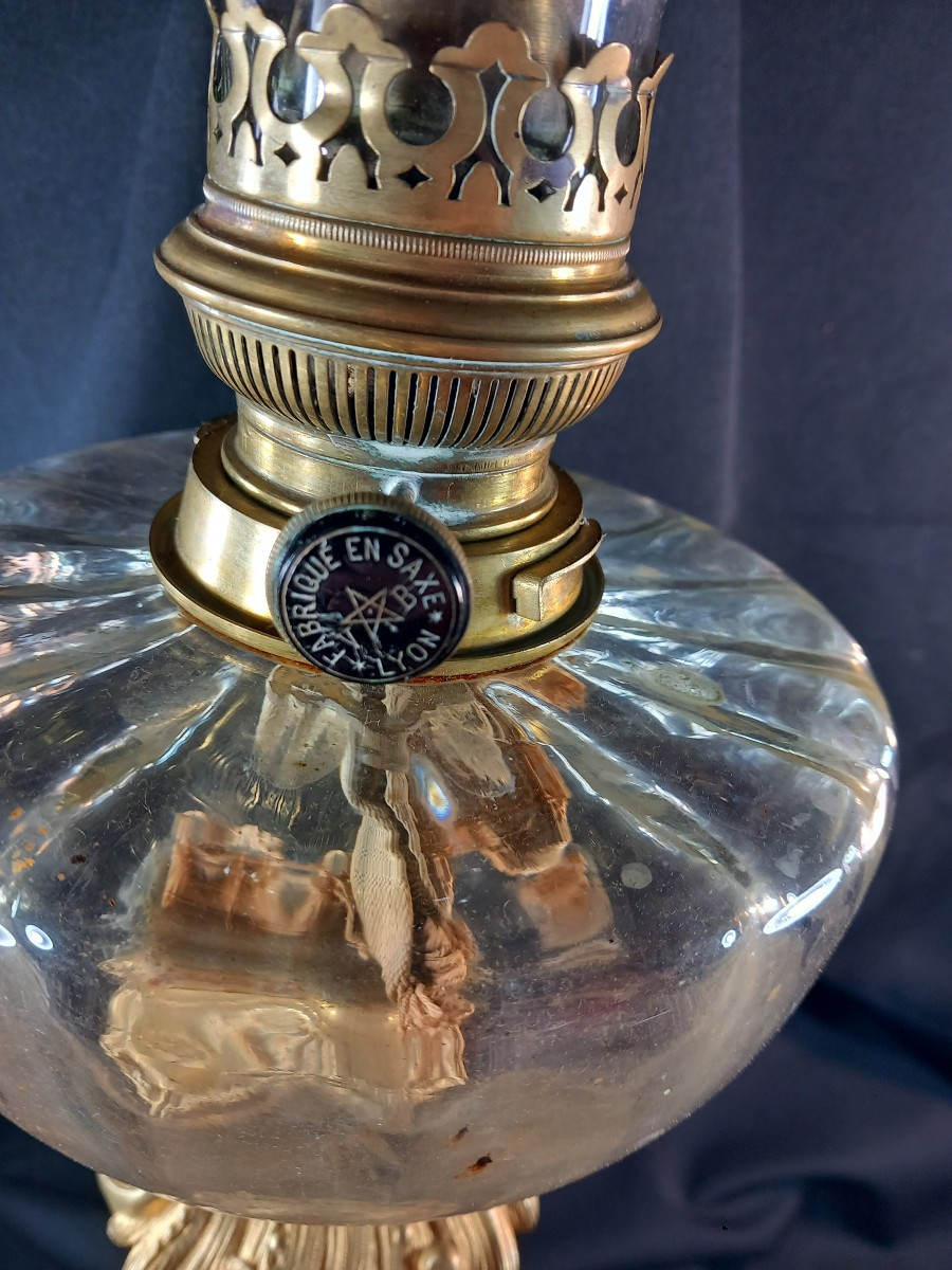 Pied de Lampe à Pétrole Bronze Doré Rocaille Louis XV Matador Messenger's Patent XIXe Siècle -photo-2