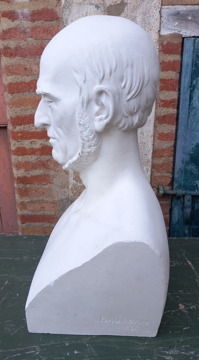 Auguste Baussan Buste de Notable de Montpellier Hérault Signé et Daté 1856 Platre -photo-1