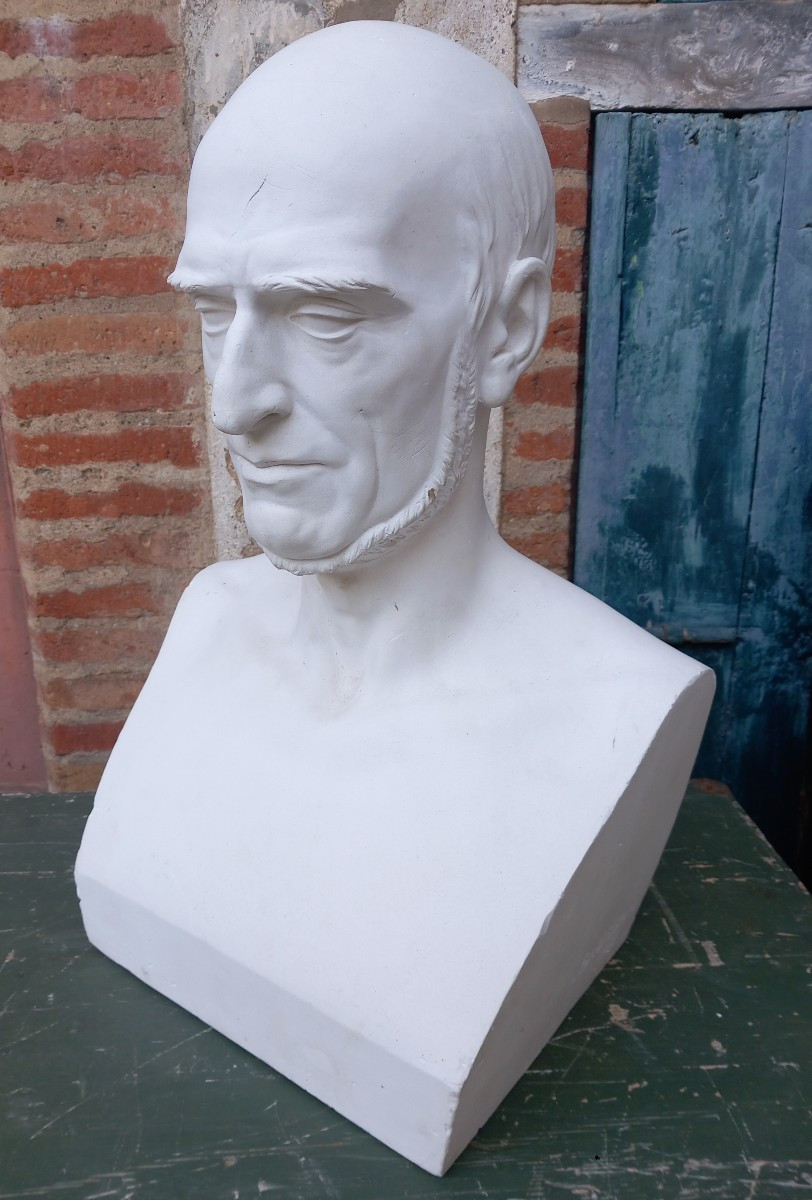 Auguste Baussan Buste de Notable de Montpellier Hérault Signé et Daté 1856 Platre -photo-3