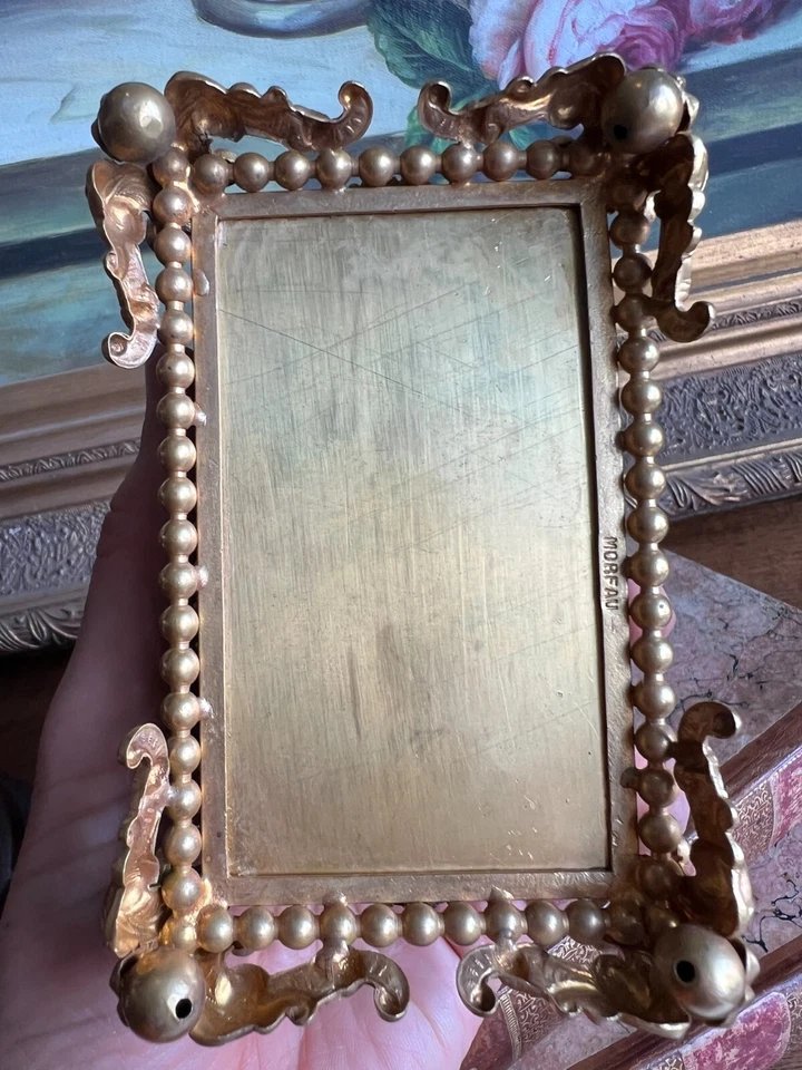 Nicolas Morfau Coffret Bijoux Métal Doré XIXe Epoque Napoléon III Verres Noir-photo-4