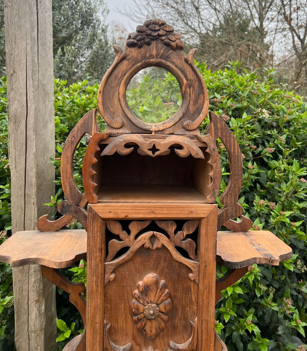 Display Cabinet Made Of Carved Wooden Crates, 20th Century Folk Art-photo-2