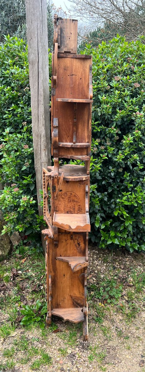 Display Cabinet Made Of Carved Wooden Crates, 20th Century Folk Art-photo-4