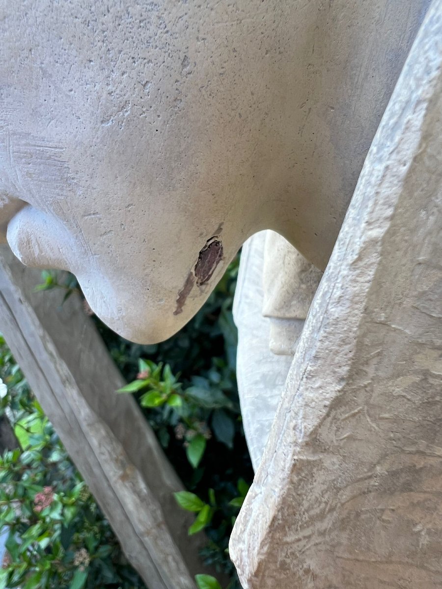 Buste de Jeune Homme Platre Patiné façon Terre Cuite XIXe siècle-photo-1