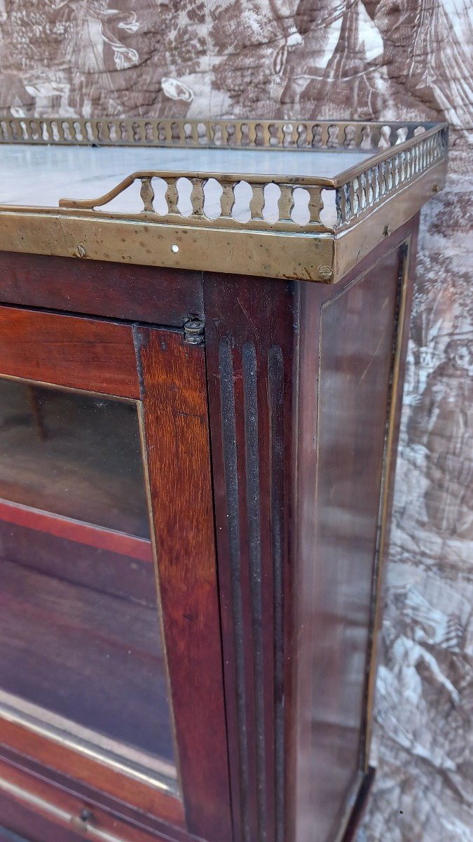 Bonheur de Jour Louis XVI en Acajou Partie Haute Vitrée -photo-1