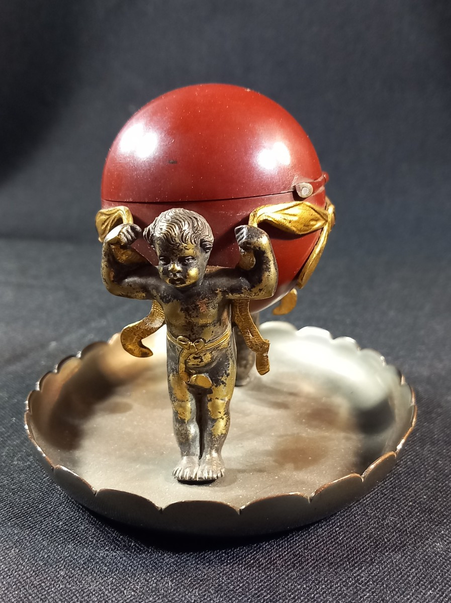 Desk Set Or Accessory Set With Cherubs And Cupids, Patinated And Gilded Bronze, 19th Century-photo-4