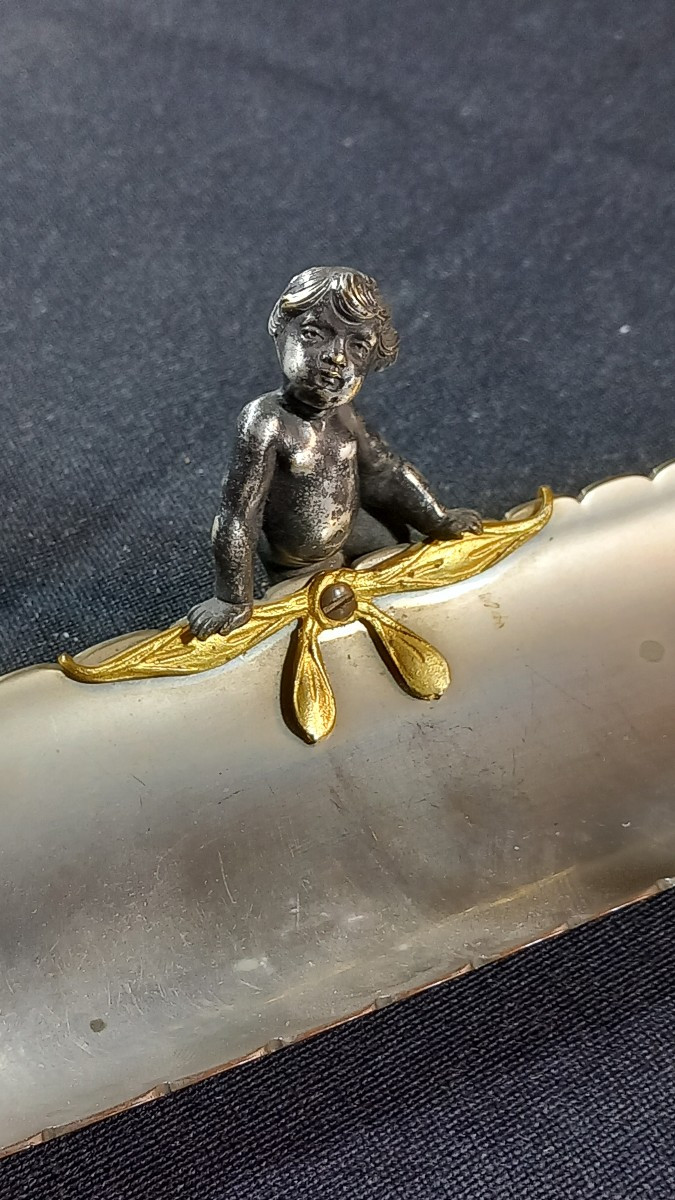 Desk Set Or Accessory Set With Cherubs And Cupids, Patinated And Gilded Bronze, 19th Century-photo-4