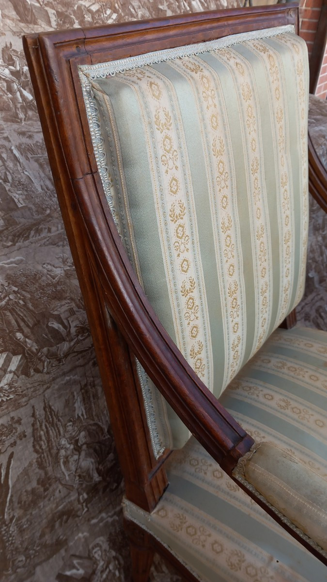 Paire de Fauteuils à la Reine en Bois Naturel d'Epoque Louis XVI fin du XVIIIe Siècle-photo-4