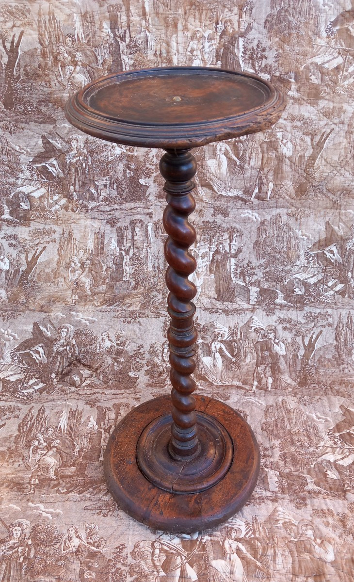 Louis XIII Period Walnut Side Table With Twisted Top