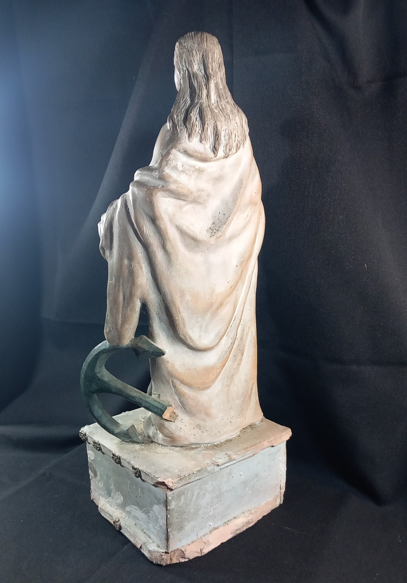 Patinated Terracotta Statue Of Saint Philomena, Provence, Santibelli, 19th Century  -photo-1
