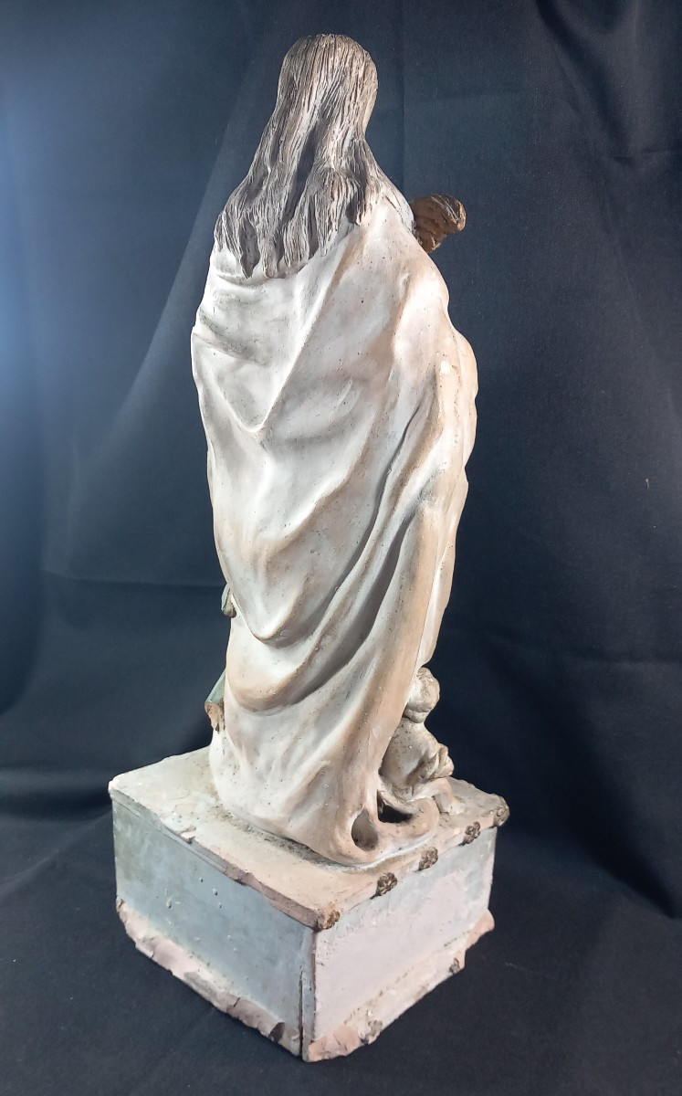 Patinated Terracotta Statue Of Saint Philomena, Provence, Santibelli, 19th Century  -photo-2