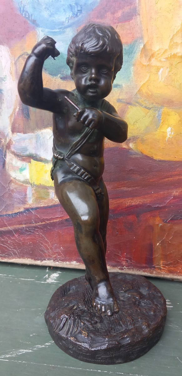 Paires Sculptures Bronze XIXe Angelots Putti Dansants -photo-2