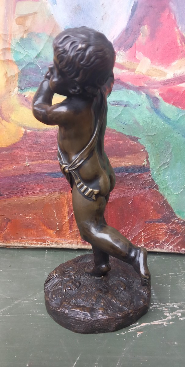 Paires Sculptures Bronze XIXe Angelots Putti Dansants -photo-3