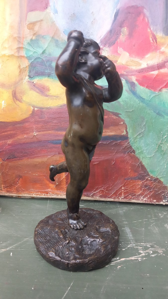 Paires Sculptures Bronze XIXe Angelots Putti Dansants -photo-5