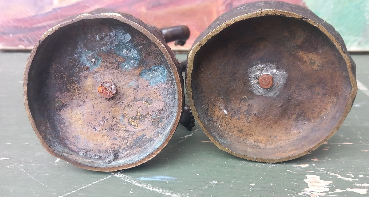 Paires Sculptures Bronze XIXe Angelots Putti Dansants -photo-6