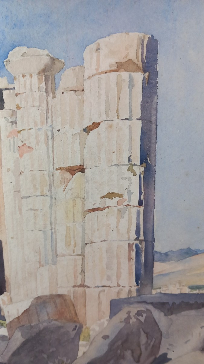 Olympia, Palaestra And Ruins Of The Temple Of Zeus, Watercolor, 1894, Grand Tour Souvenir, Olympic Games-photo-3