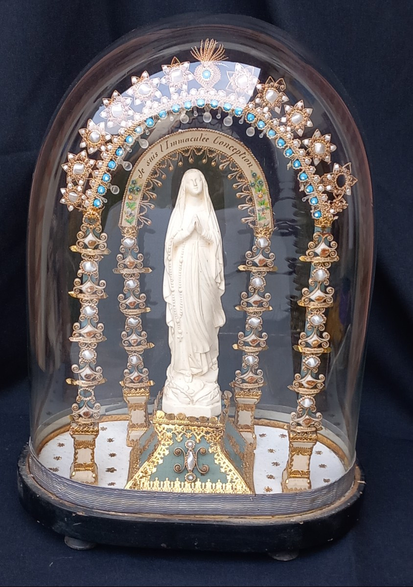 Multiple Reliquary In The Shape Of Triumphal Arches And Statuette Of The Virgin, 19th Century -photo-2