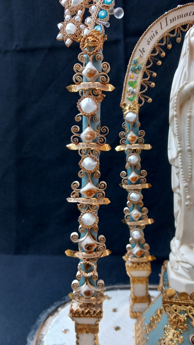 Multiple Reliquary In The Shape Of Triumphal Arches And Statuette Of The Virgin, 19th Century -photo-1