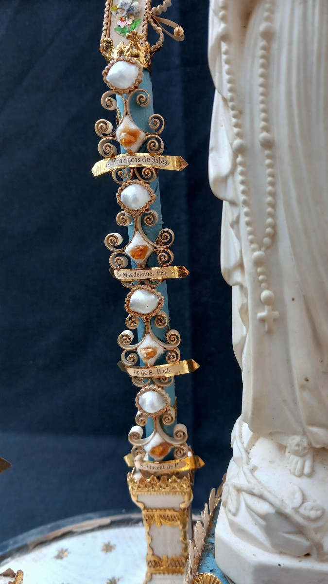 Multiple Reliquary In The Shape Of Triumphal Arches And Statuette Of The Virgin, 19th Century -photo-2