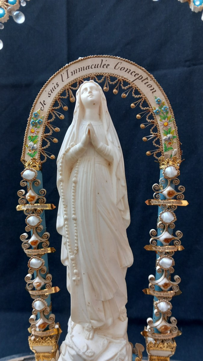 Multiple Reliquary In The Shape Of Triumphal Arches And Statuette Of The Virgin, 19th Century -photo-4