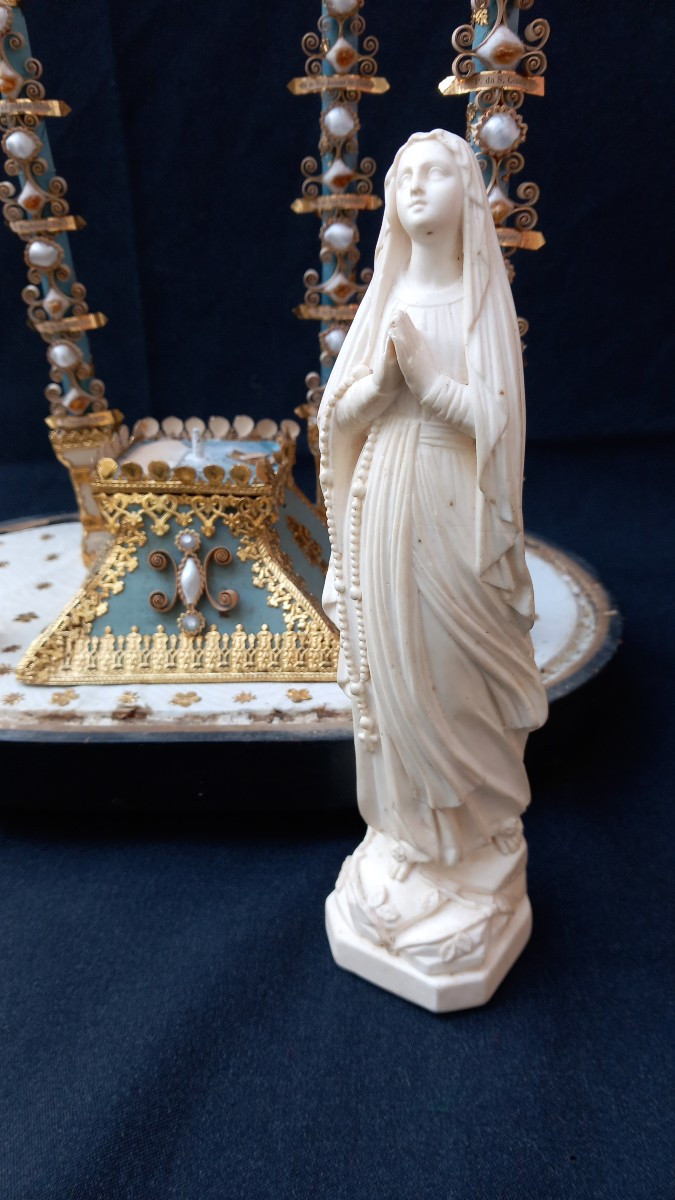 Multiple Reliquary In The Shape Of Triumphal Arches And Statuette Of The Virgin, 19th Century -photo-7