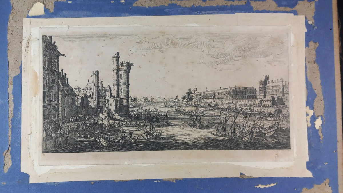 Jacques Callot: Grand View Of Paris: View Of The Louvre - 1629/1630 17th Century Engraving-photo-4