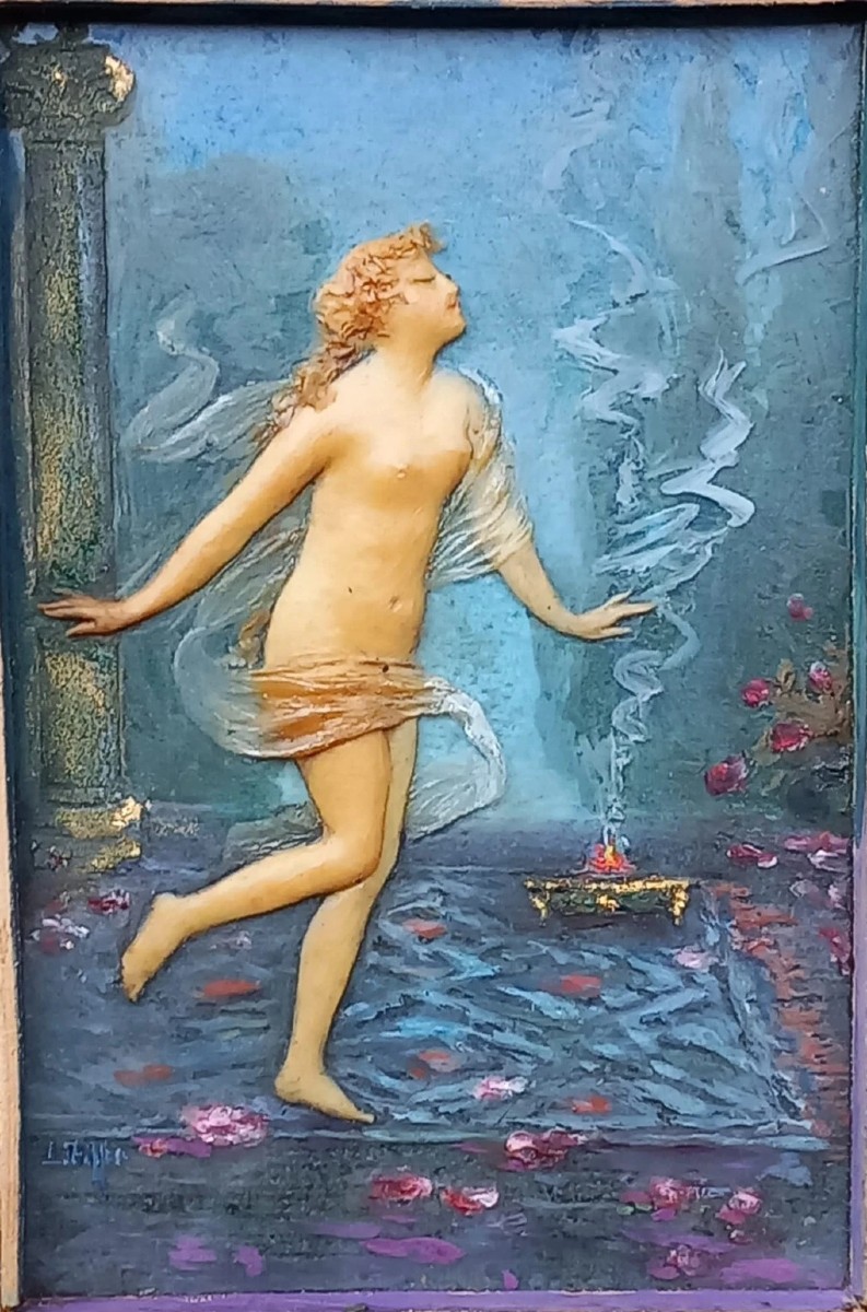 Louise Baffet Art Nouveau Wax Sculpting Of A Vestal Virgin, 1900, Noodle Style