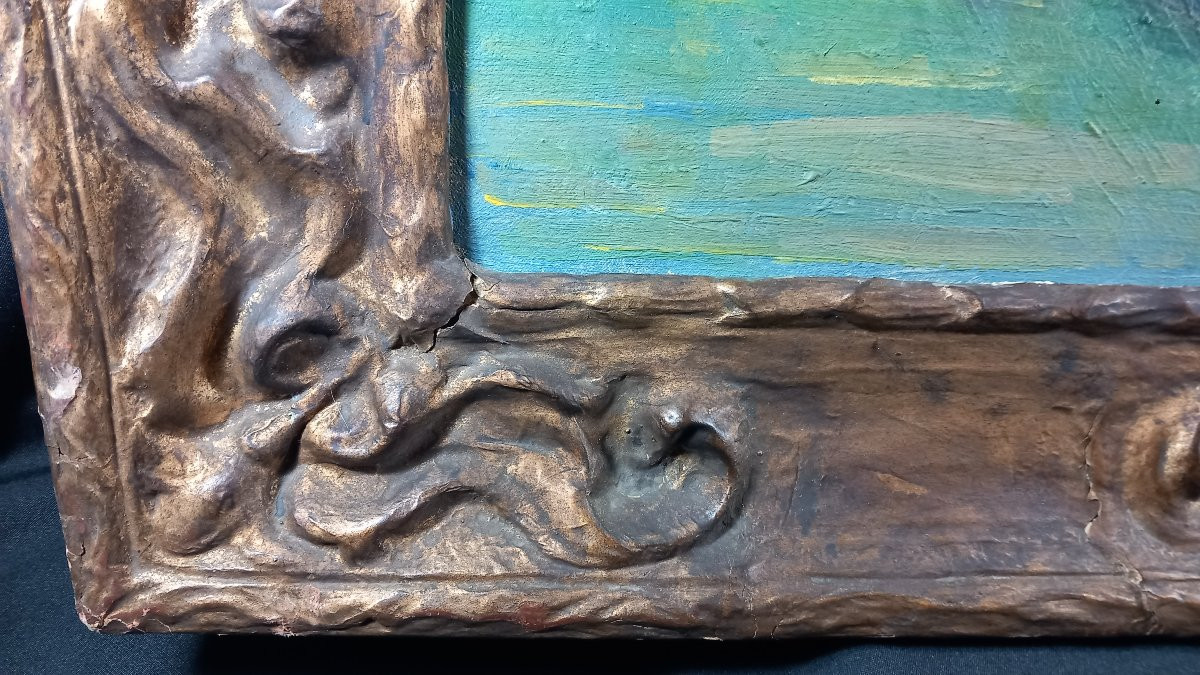 Rose DUJARDIN-BEAUMETZ "Le Port des Sables d'Olonne" Huile sur Toile Vendée Marine -photo-4