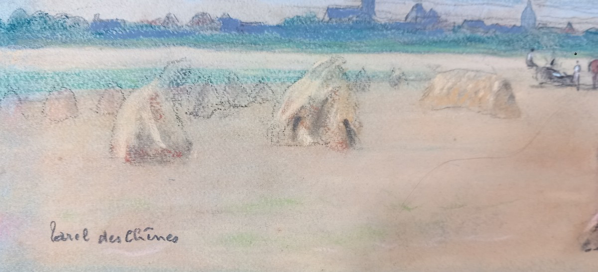 Terrel Des Chenes Pencil Drawing Landscape Of Harvests In Amiens (somme)-photo-3