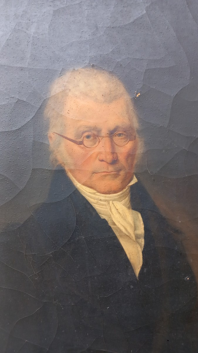 Portrait Of A Man With Glasses And A White Tie, Empire/restoration Period, 19th Century -photo-2