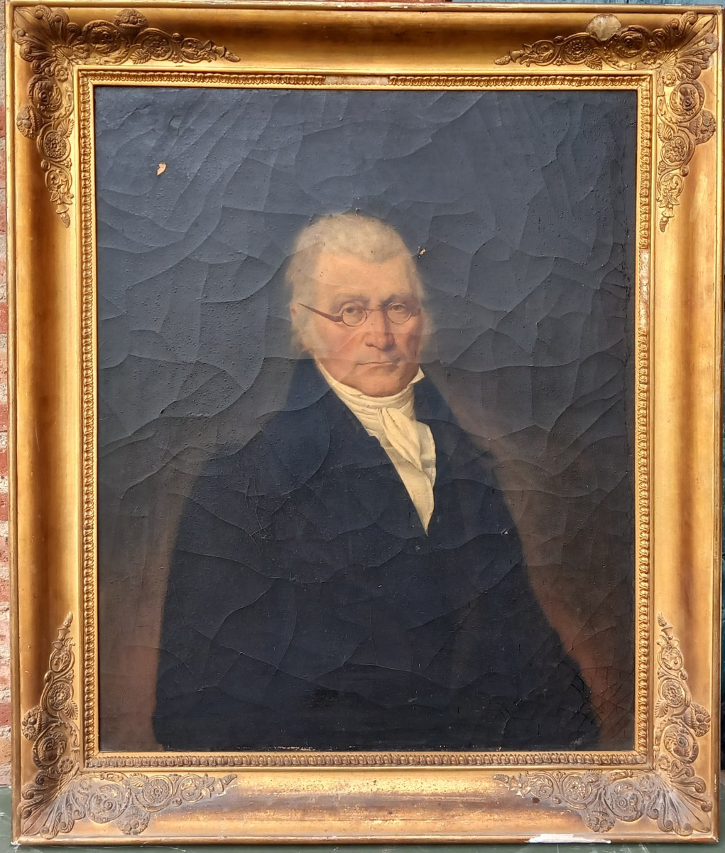 Portrait Of A Man With Glasses And A White Tie, Empire/restoration Period, 19th Century 