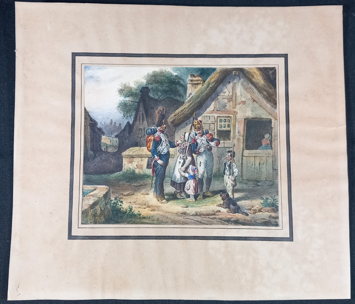 Hippolyte Bellangé 1809-1866 "La Halte des Grenadiers" Dessin au crayon et gouache 1829-photo-3