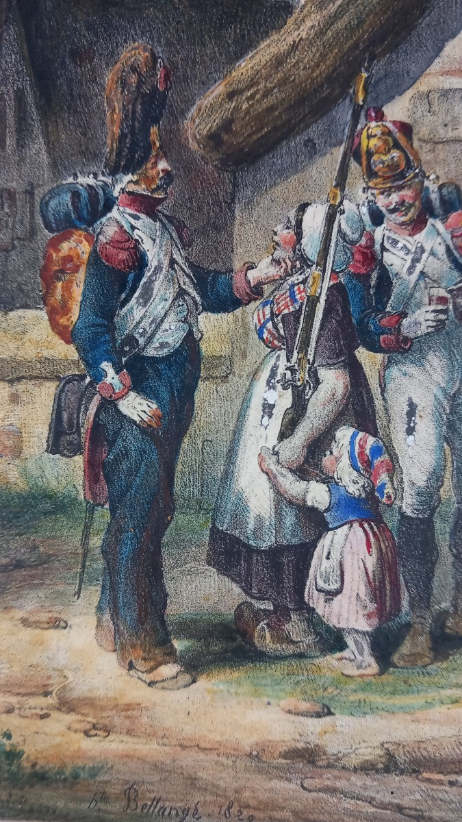 Hippolyte Bellangé 1809-1866 "La Halte des Grenadiers" Dessin au crayon et gouache 1829-photo-4