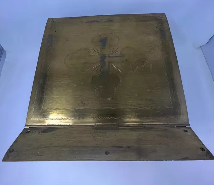 Thabor, Lectern, Or Church Bible Stand In Bronze And Stained Glass, 19th Century -photo-2