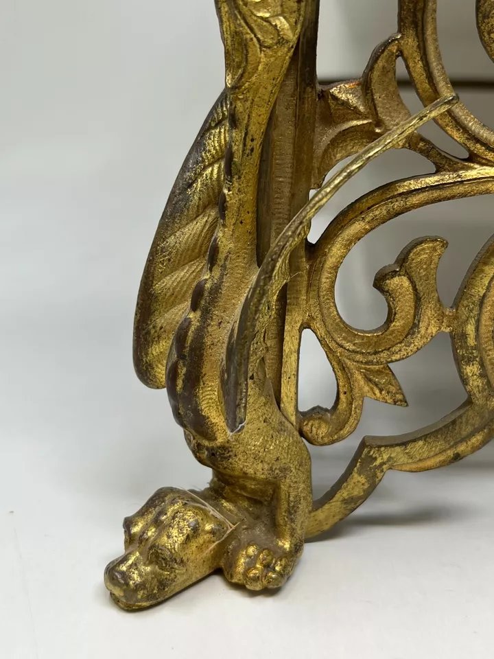 Thabor, Lectern, Or Church Bible Stand In Bronze And Stained Glass, 19th Century -photo-3