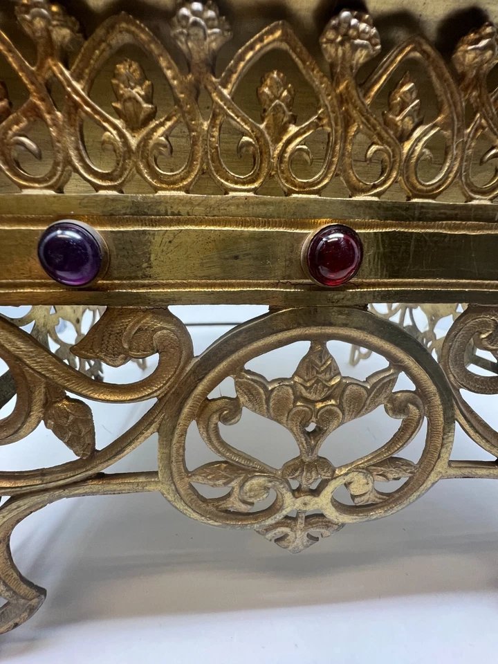 Thabor, Lectern, Or Church Bible Stand In Bronze And Stained Glass, 19th Century -photo-1