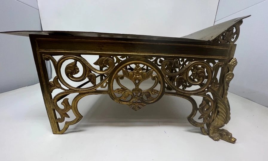 Thabor, Lectern, Or Church Bible Stand In Bronze And Stained Glass, 19th Century -photo-3