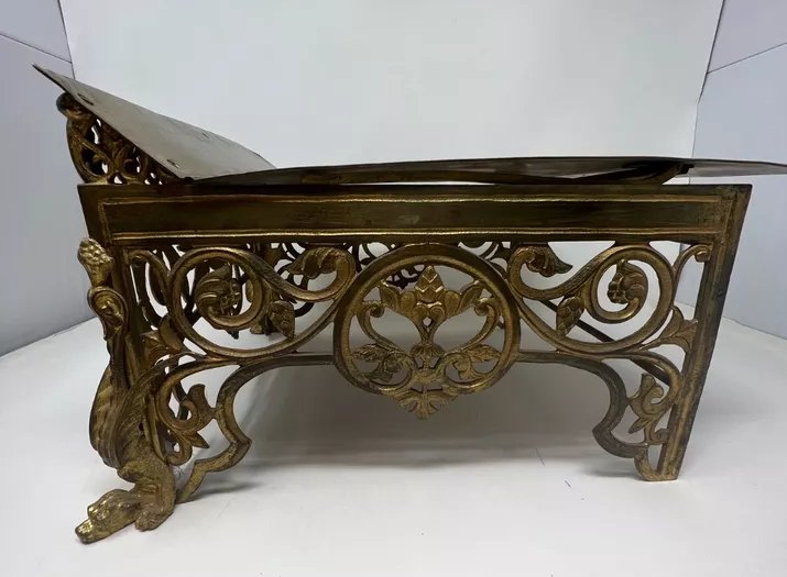 Thabor, Lectern, Or Church Bible Stand In Bronze And Stained Glass, 19th Century -photo-5