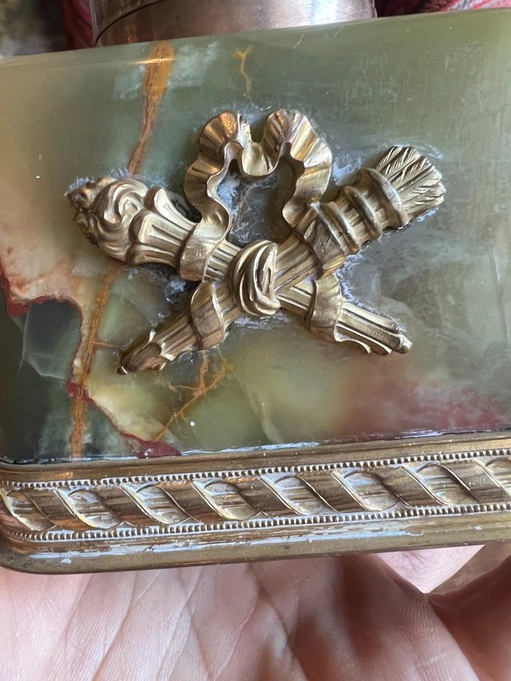 Gilt Bronze And Algerian Onyx Inkwell, 19th Century, Napoleon III Period-photo-3