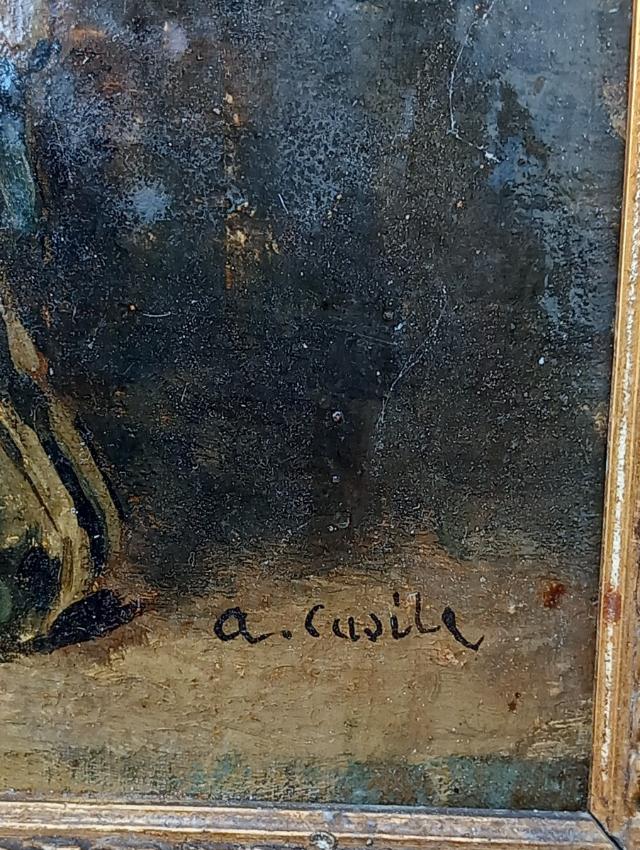 Alfred Casile (1848-1909) The Shoeshine Boy. Oil On Panel-photo-4
