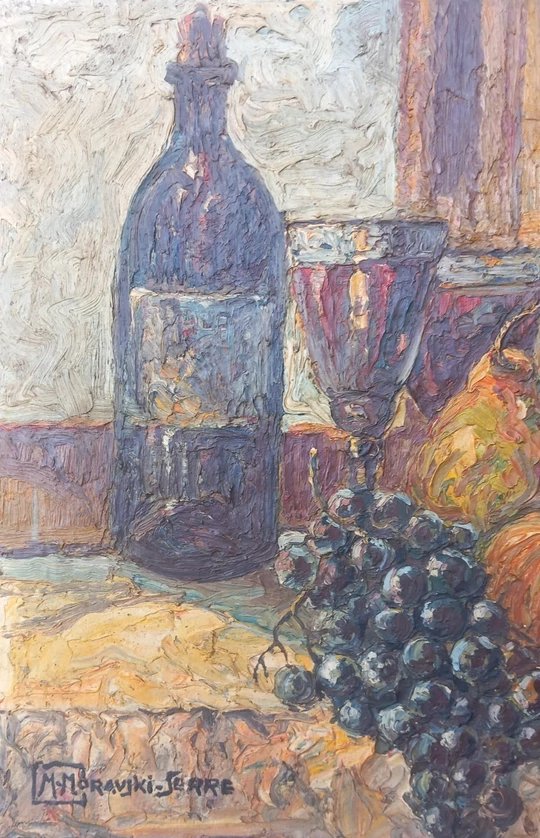 M. MORAVSKI SERRE (Nice) Nature Morte XXe Huile sur Panneau-photo-3
