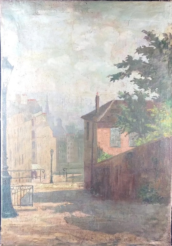 The Cabaret "le Lapin Agile" In Montmartre, Paris, And The Berlioz House, Oil On Canvas 