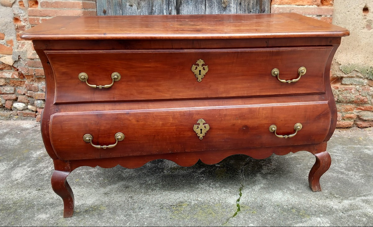 Commode Sauteuse Dite Castraise Merisier Garnitures Bronze XVIIIe Siècle Castres Tarn