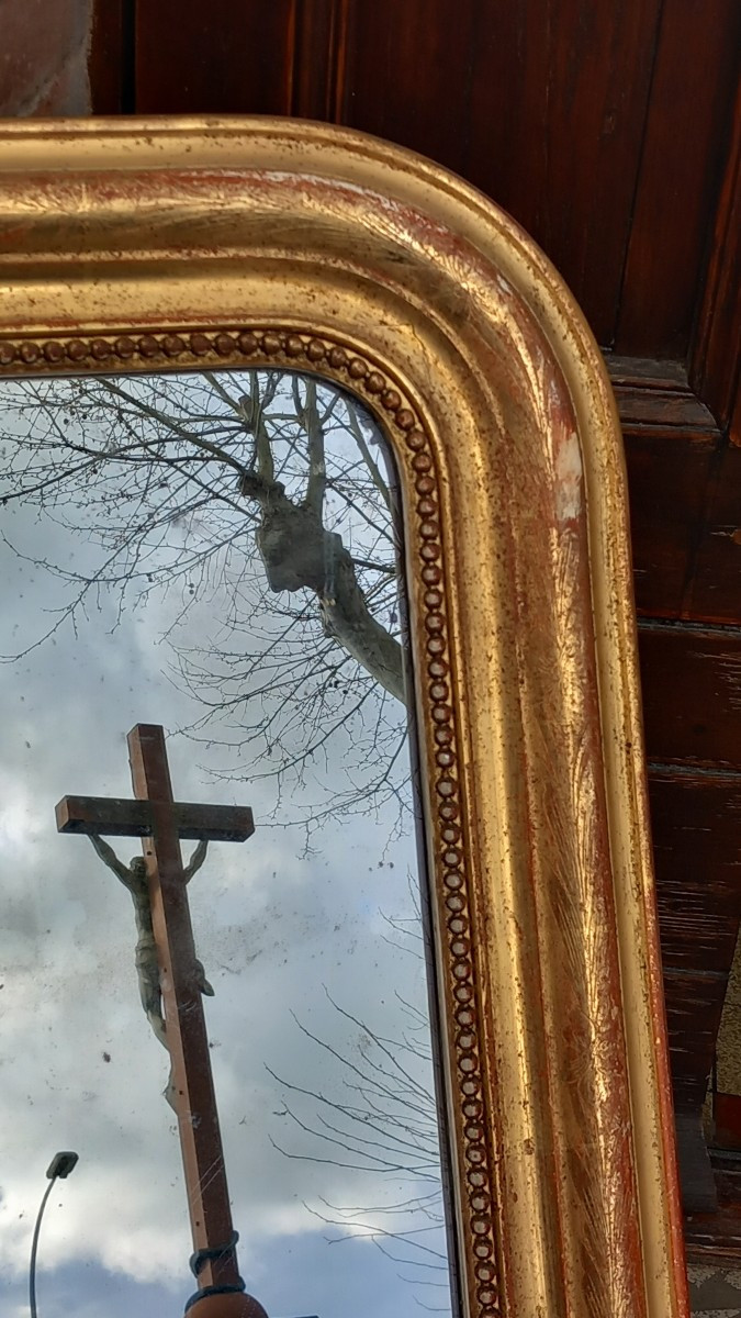 Miroir Rectangulaire Boudin Bois Doré  XIXe siècle Louis-Philippe-photo-2