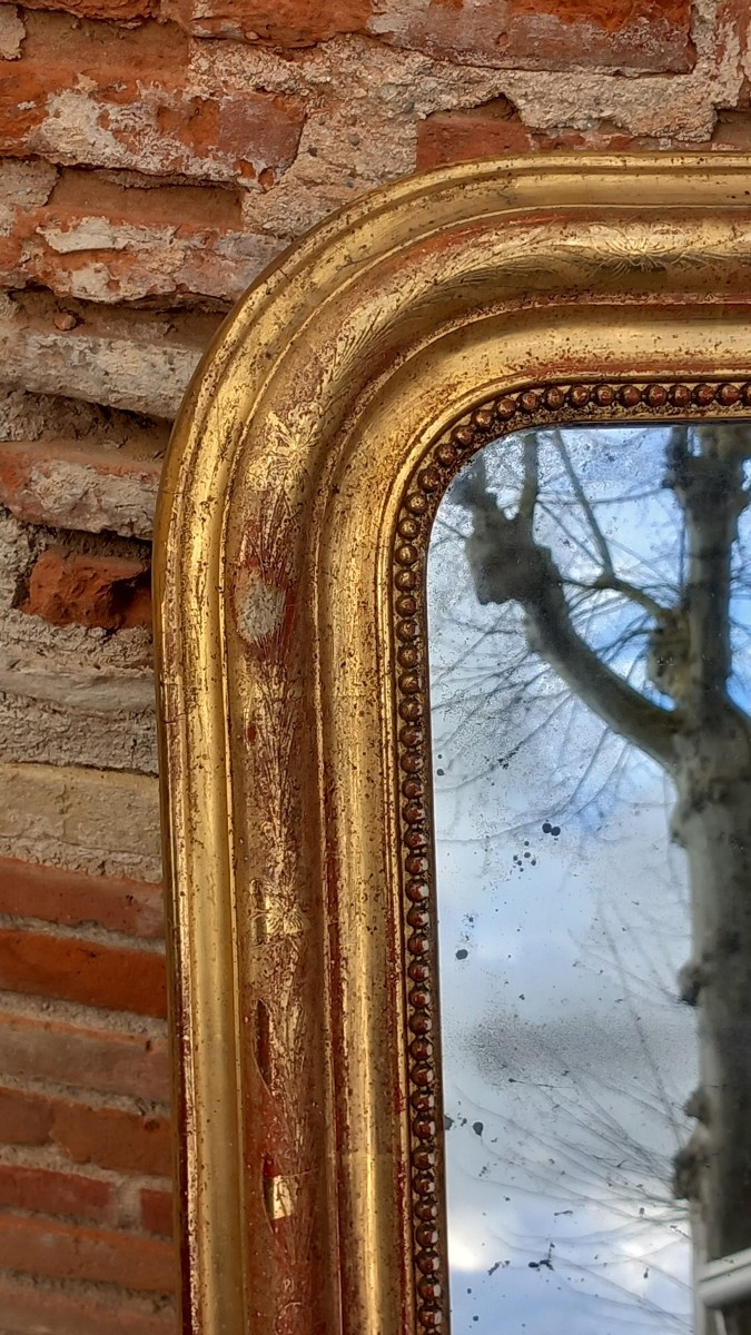 Miroir Rectangulaire Boudin Bois Doré  XIXe siècle Louis-Philippe-photo-3