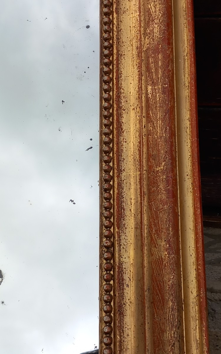 Miroir Rectangulaire Boudin Bois Doré  XIXe siècle Louis-Philippe-photo-2