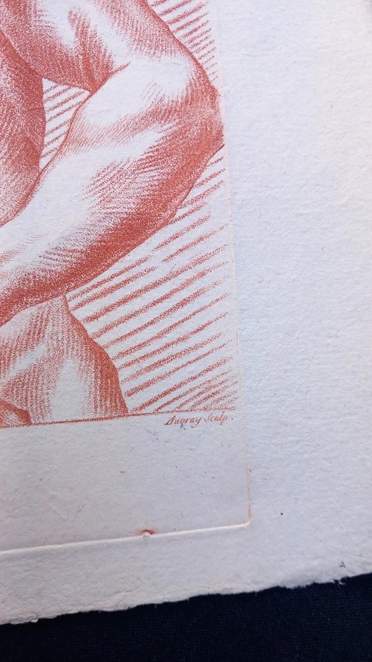 Ancient Gladiator Combat, Bare-tored, 18th Century Sanguine Engraving, Le Clerc And Auvray -photo-2